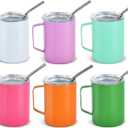 5oz Tumbler with Handle, 6Pack Mini Tumblers with Lids and Straw, Double Wall Vacuum Insulated Tumblers for for Home, Party, Bar, Camping, Festival Gifts