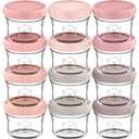 KeaBabies 12pk 4oz Glass Baby Food Containers with Lids - Leak-Proof, Microwavable Small Glass Jars, Baby Purees & Toddler Snack Storage Containers, BPA-Free, Dishwasher & Freezer Safe (Roseate)
