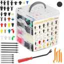1240Pcs Car Retainer Clips & Fasteners Kit 32 Universal Sizes Nylon Bumper, Fender Rivets, Door Panel Clips, and Plastic Rivets with 10 Cable Ties and Removal Tool for Toyota, Ford, Benz (1240pcs)