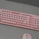 Wireless Keyboard and Mouse Combo, 2.4GHz USB Receiver, Plug and Play, Retro Full Size Typewriter Keyboard and Wireless Mouse for Computer, Laptop, Windows, Mac, and PC (Pink)