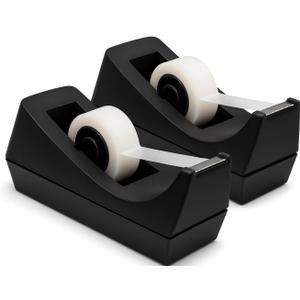 Desktop Tape Dispenser - Non-Skid Base - Weighted Tape Roll Dispenser - Perfect for Office Home School (Tape not Included) 2 Pack
