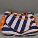 Aloof Pickleball Tote - Designer Series Pickleball Bag for Women in Navy/White Stripe + Navy Stripe 30-ounce Tumbler With Top Handle and Flip Straw