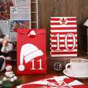 Whaline 25 Pcs Christmas Advent Calendar Bag 25 Days Countdown Party Favor Bags with Wood Clips Sticker Red White Xmas Tree Snowman Paper Treat Bags Candy Goodie Bag for Holiday New Year Supplies