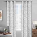 Dark Grey Ivy Leaf Light Filtering Curtain Panel, 52"×63"