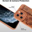 Fiyart Designed for iPhone 11 Pro Max Case Cute Flowers with Strap Soft TPU Phone Cover Protective Camera Lens Protection for Women Men Floral Bumper with Stand 6.7"-Brown