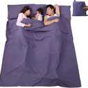 Sleeping Bag Liner, Lightweight Portable, Soft Travel and Camping Sheet, with Compact and Carry Bag, for Travel, Hotel (L (210*180cm) (Two Person), Purple)