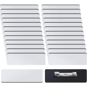 Name Tag Blank Name Badges 1 x 3 Inch DIY Blank ID Name Badge with Pin Backing for Office Workers Students, Personalized Badges Making (25 Pieces)