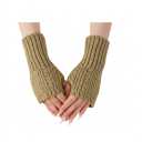 Grevosea 2 Pair Fingerless Gloves, Winter Half Finger Gloves Thickened Polyester Warm Glove Knit Touchscreen for Men Women (Black)