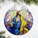 4 x Christian Gifts: Stained Glass Jesus Ornament | Christmas Ornaments (Christmas Tree Decorations), Religious Holiday Ornament, Jesus Christ Decoration, Religious Gifts & Xmas Gift