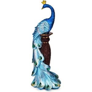 Peacocks Statue Decor,Animal Sculpture Modern Resin Home Accent-Hallway Livingroom Bedroom Kidsroom Home Office Desktop Versatile Style Ornaments-Gorgeous Artistic Birds Gift-13 3/4 inchs (Medium)