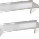 Stainless Steel Shelf 2 Pack 12"x36", Wall Mounted Metal Shelves
Commercial Stainless Steel Wall Shelf, 280LB Heavy Duty Metal Floating Shelving for Kitchen, Restaurant, Garage, Laundry Room