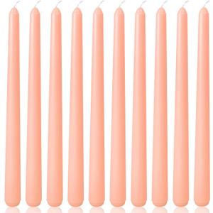 10 Inch Flesh-Pink Taper Candles for Home Decoration, 10 Pack Unscented Candlesticks for Dinner Wedding Party, Smokeless and Dripless Candle Sticks