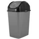 Superio Mini Plastic Trash Can with Swing Top Lid 1.25 Gallon Compact Small Waste Bin Portable Garbage Can for Countertop, Desktop, Make up Vanity, Bathroom, Car, Under Sink, Dorm 5 Qt. (Grey/Black