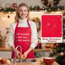 2 x NLUS Christmas Aprons for Women Men with 3 Pockets, Adjustable Baking Aprons for Kitchen Cooking, Funny Christmas Gifts for Bakers, Red