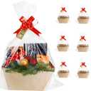 KEVTVEK Bigger Baskets for Gifts Empty, 6 Pack Sturdy Kraft Basket With Handles Gift Basket Kit, 6 Shrink Wrap Bags, 6 Bows and Hang Tag, Empty Gift Baskets to Fill for Mothers Day, Baby Shower