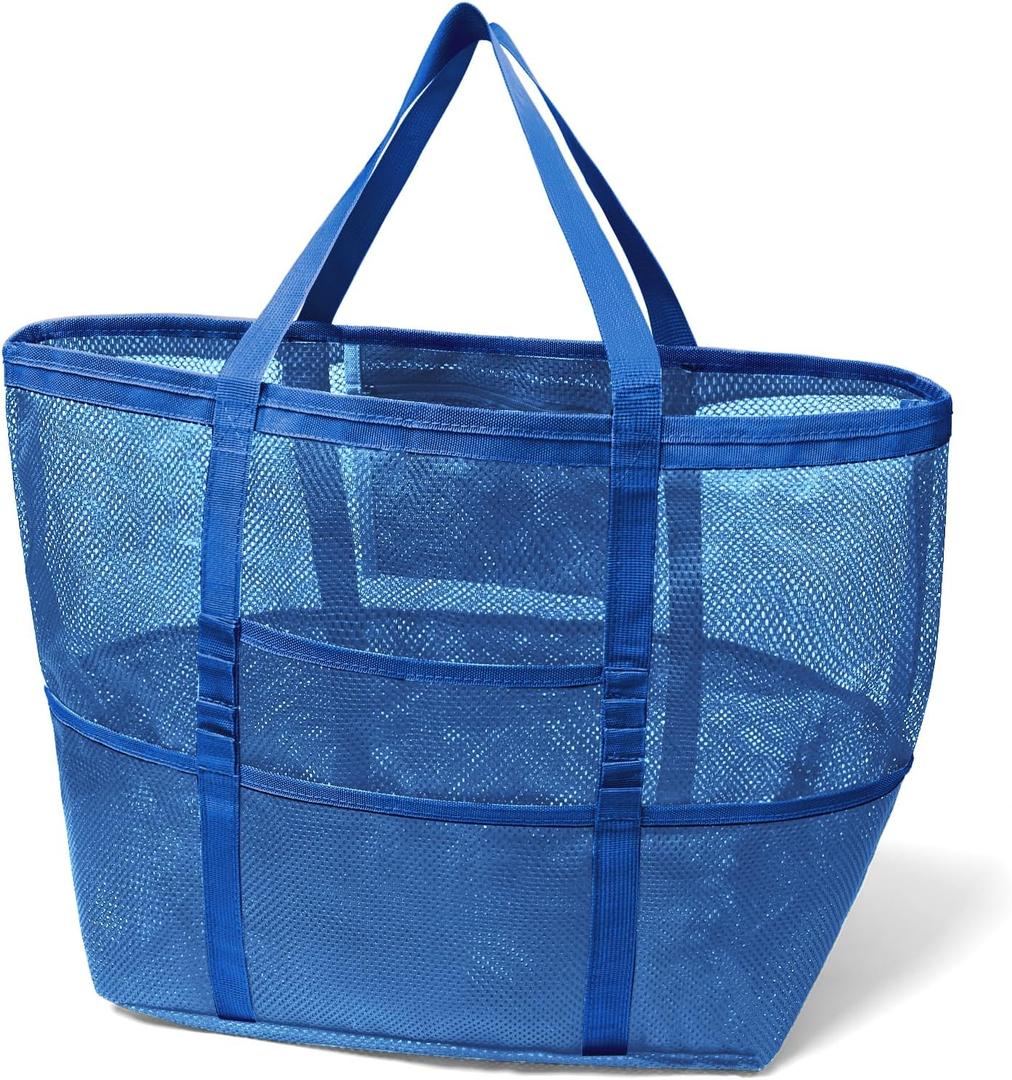 Mesh Beach Bag, Large Beach Bag Swimming Bag Foldable Mesh Tote for Your Family Beach Trip