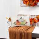 4 x RABUSOFA Fall Pumpkin Pillow Covers 12x20 Inch,Autumn Maple Leaf Thanksgiving Lumbar Cushion Case Decoration for Home Living Room Orange Green(Multicolor, 12"x20")