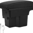 YJYWZH Car Armrest Storage Box for KIA Soul Models 2014-2019 Accessories, Double-Layer Center Consoles Organizer Storage Box Leather Interior Arm Rest Box with 3 USB Black Stitching