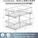 2 Set, 2 Tier Clear Organizer with Dividers for Cabinet, Shlef, Counter - MultiUse Slide-Out Storage Container - Kitchen, Pantry, Medicine Cupboard Bins, Bathroom, Vanity Makeup, Under Sink Organizing