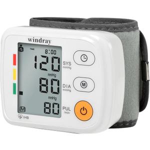 Wrist Blood Pressure Monitors Windray Automatic Digital BP Machine Accurate  Adjustable Cuff,Portable LCD Display 120 * 2 Readings Memory Function