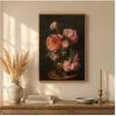 Pyradecor Framed Pfingstrosen Floral Canvas Vintage PS Frame Ready to Hang Home Wall Decor 24.6"L x 20.7"W