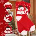 October Elf 6 Pairs Adult Christmas Holiday Socks - Warm, Cozy Fuzzy Socks With Plus Size And Anti-Slip Bottom (Green)