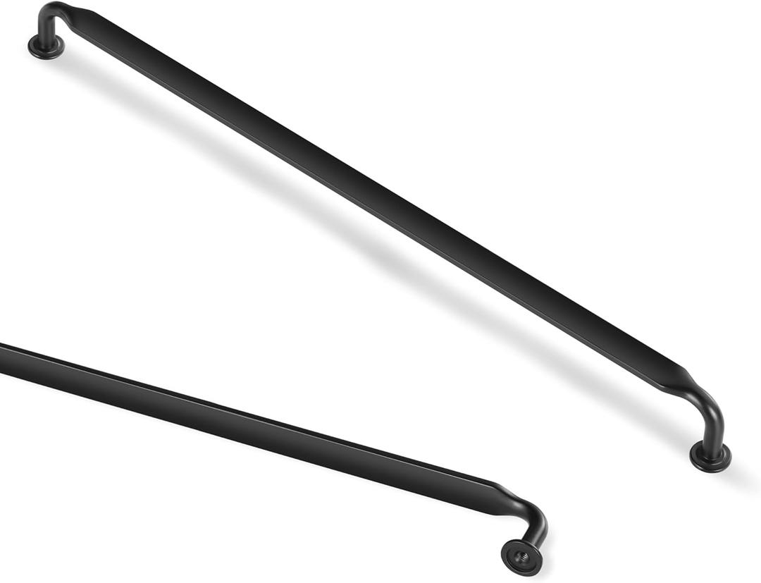 Lardmon 3 Pack Matte Black Simply Modern Cabinet Pulls 10 Inch(256mm) Hole Center Kitchen Cabinet Handles Solid Drawer Pulls Heavy Duty Zinc Alloy Kitchen Hardware, 10.5 Inch(268mm) Total Length