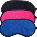 Sleep Mask Set Pack of 3, Microfiber Terry Cloth Lightweight Comfortable, Soft, Adjustable Eye Masks for Sleeping, Shift Work, Naps, Travel Night Blindfold Eyeshade for Men Women, Black/Blue/Pink
