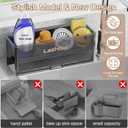 Sponge Holder for Kitchen Sink, Large Sink Caddy Durable Anti-Rust PET, Removable Rack & Rounds Corners, Kitchen Sink Organizer for Counter Bathroom Vanity (Black)