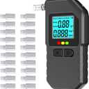 Breathalyzer, Portable BAC Tester with Digital LCD Display, Personal Breath Alcohol Device with 20 Mouthpieces, Compact Handheld Monitor for Home, Travel, Parties, Car, Easy Use