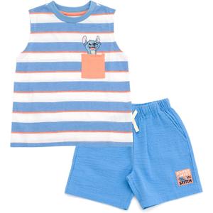 Disney Junior Tank Top and Shorts Outfit Set Infant to Big Kid Sizes (18 Months - 14-16)