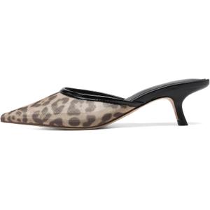 Women Kitten Heels Mules Closed Pointed Toe Slip on Backless Stiletto Slingback Heels Wedding Dress Pumps Shoes (8.5, A-mesh Leopard)