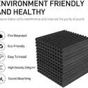 Focusound 52 Pack Acoustic Foam Panels 1" x 12" x 12" Sound Proof Foam Panles Soundproofing Noise Cancelling Wedge Panels for Home Office Recoding Studio with 300PCS Double-Side Adhesive