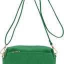 FashionPuzzle Triple Zip Small Crossbody Bag (Kelly Green)