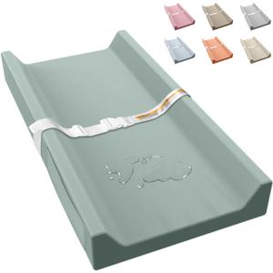 Vegan Leather Baby Changing Pad, Waterproof & Wipeable Soft Diaper Changing Mat 32 x 16.6" Comfortable Infant Changing Station for Dresser & Table (Green)