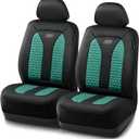Skechers Memory Foam Car Seat Covers, Hexcomb Breathable Thick Seat Covers Two Front Seat Covers, Airbag Compatible, Automotive Comfort & Protection for Most Cars,Van,Trucks, SUVs (Green,Two Front) (Black and Green)
