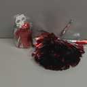 Red and Silver Cheerleading Pom Poms with Finger Rings, 2 Pack Metallic Cheer Accessories for Kids Dance Team, Round Spirit Pompons with Handle for Girls School Sports Performance