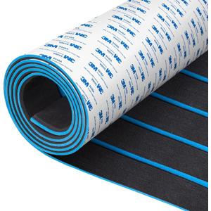 Fullfire Boat Flooring EVA Foam Decking Sheet, Faux Teak Marine Flooring with Self-Adhesive Backing Marine Carpet for Boats Yacht Kayak RV Floor 47" x 16" Black with Blue Lines