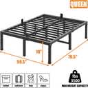 FUIOBYVV Queen Bed Frame 18 inch Heavy Duty Metal Platform Bed Frame Queen Size Support Up to 3500 lbs,No Box Spring Needed/No Shaking/Steel Slat Support/Noise Free/Easy Assembly