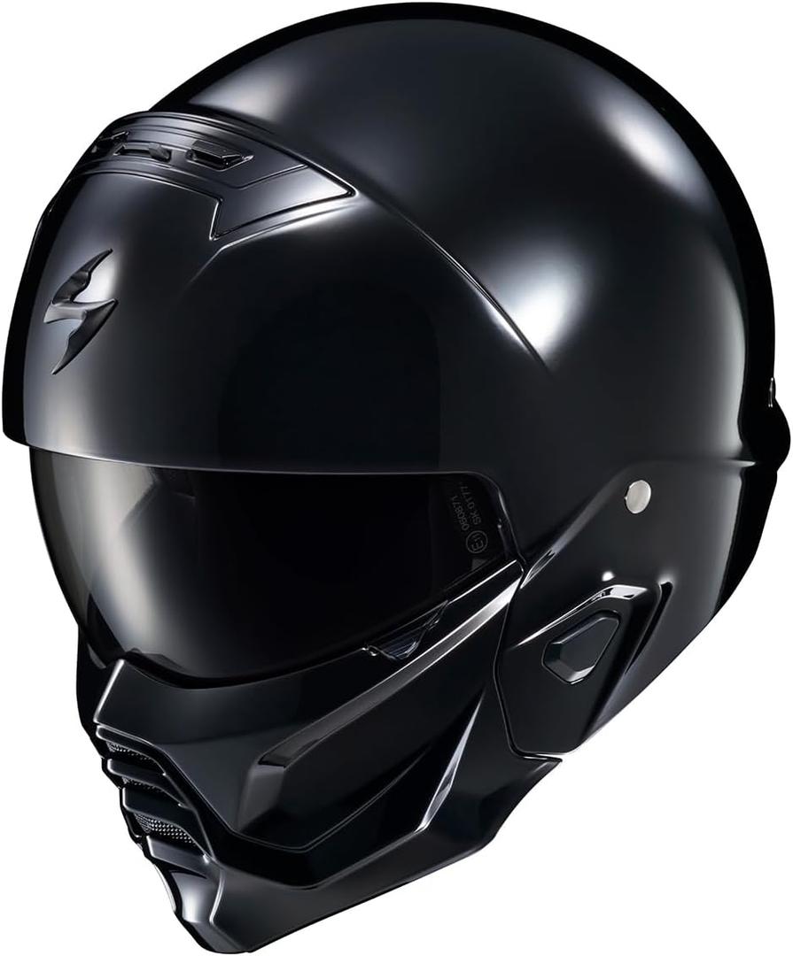 ScorpionEXO Covert 2 Open Face 3/4 Full Mode Motorcycle Helmet Bluetooth Ready Speaker Pockets Interchangeable Mouth Cover DOT Approved Solid (Gloss Black - 3X)