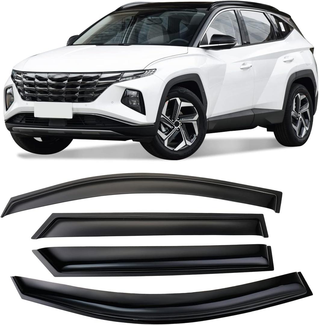 Tape-On Side Window Visor Deflectors Rain Guards Designed for Hyundai Tucson 2016-2021 SE SEL Value Limited Sport Ultimate 94457