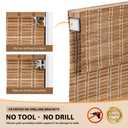 LazBlinds No Drill Cordless Bamboo Roman Shades, 34.5" W × 64" H, Brown