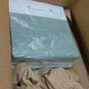 13 x 13 Inch Fine Linen Storage Bins with HandlesFabric Cube BoxsCollapsible Basket Organizers for Shelves for Home, Closet Drawers (White/Green-6 Pack)