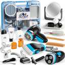 JOYIN Barber Shop Pretend Role Play Toy, 23 Pcs Kids Shaving Kit for Boys, Haircut Kit for Boys 3+ Year Old Birthday Gift, Upgraded Toddler Role Play Set with Storage Box