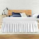 King Bed Skirt, Elastic Wrap Around Bed Skirt King Size, Bed Skirts for Adjustable Bed, Easy Fit with 14" Drop Length Tailored Drop Dust Ruffle (White)
