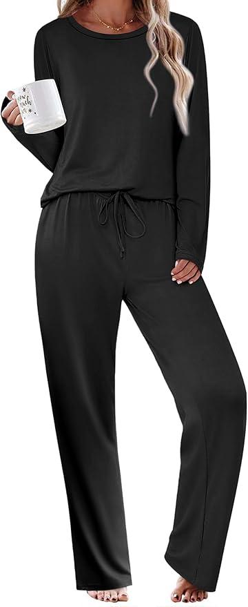 Ekouaer Womens Pajama Sets 2 Piece Sleepwear Soft Pajamas Long Sleeve Pjs Comfy Loungewear, S 