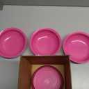 Large Non-Spill Plastic Bowl Set - 28oz Reusable Kitchen Bowls with Concave Inner Lip and Non-Slip Base - For Cereal, Soups, Mixing and Serving - Set of 4 - Pink