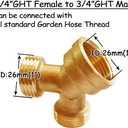 Uenede 2PCS Garden Hose Splitter Brass 3/4" GHT Thread Heavy Duty 2 Way Y Connector with Washers Garden Hose Adapter for Backyard Water Tap, Outlet, & Spigot