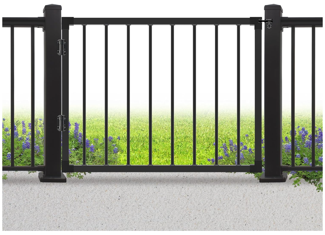 SunCrafts 32''H Fence Gate for 36''H Deck, Heavy-Duty Steel, Black