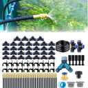 New drip Irrigation kit, Automatic Garden Watering System, Quick Connector and 360-degree Bending Dropper atomizing Copper Nozzle, Garden Plant Lawn Courtyard Watering System. (165FT)